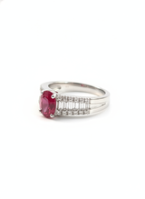 Anello fascetta rubino ct. 1,51 diamanti bag. 0,51 brill. ct 0,25 f gr. 7,3