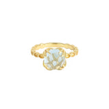 Anello Elizabeth topazio azzurro argento dorato mis. 13