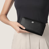 Portafoglio con zip grande pelle liscia