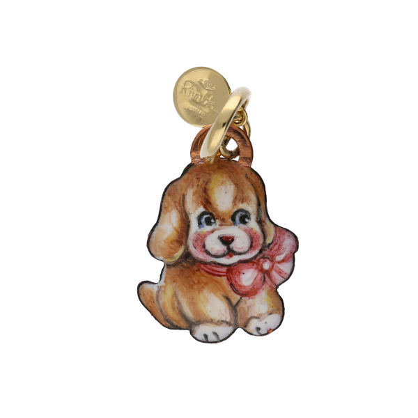 Pendente in oro miniato cane con fiocco