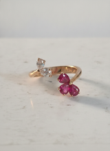 Anello fantasia oro rosa rubini goccia ct. 1,06 diamanti goccia ct. 0,39 gr 4,2 276-14575