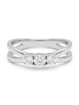 Anello trilogy in oro bianco e diamanti bianchi con gambo incrociato- Oro g 3.80 - Diamanti ct 0.20 F SI