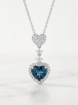 Pendente cuore topazio e diamanti ct. 0,32 G-VS gr. 3,7