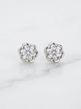 Boccolo punto luce a Fiore in oro bianco con diamanti bianchi centrali ct 0,10 G-SI Oro g 1.20