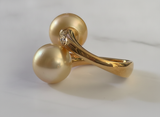 Anello contrarie oro giallo CT. 0,26 perle gold mm 12,5