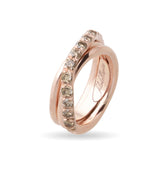 Anello Filodellavita Prezioso Collection, 3 Fili spessore 2,2 mm in Oro Rosa 9kt e 15 Diamanti Brown 0.80 ct (setaccio 9-9.5)