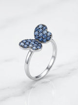 Anello farfalla oro bianco zaffiri blu sfumati ct. 0,65 gr.2,8