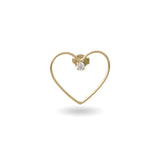 Mono Orecchini Filodamore filo Cuore 8 mm Oro Giallo 9kt con 1 diamante bianco 0.022 ct tot