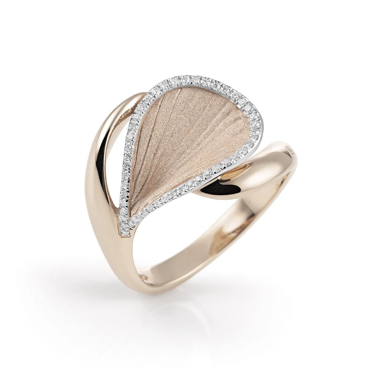 Anello goccia oro bianco natural