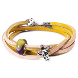 Bracciale in Cuoio, Giallo/Rosa 45CM