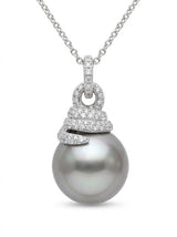 Pendente oro bianco ct. 0,98 perla 13 gr.5,9 289-VP9971