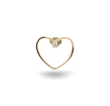 Mono Orecchini Filodamore filo Cuore 8 mm Oro Giallo 9kt con 1 diamante bianco 0.022 ct tot