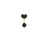 Orecchini lobo cuore Maman nero spinello 2,3cm argento dorato