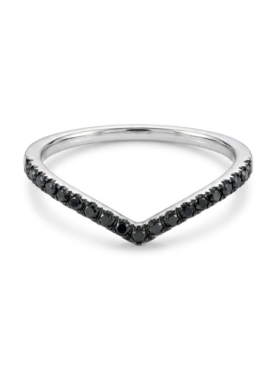 Anello a v bianco diamanti neri ct. 0,17 gr. 1,3