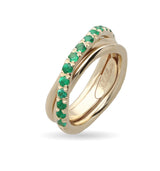 Anello Filodellavita Prezioso Collection, 3 Fili spessore 2,2 mm in Oro Giallo 9kt e 15 Smeraldi 0.75 ct (setaccio 9-9.5)