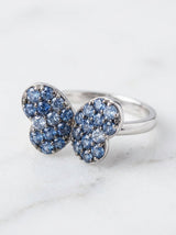 Anello farfalla oro bianco zaffiri blu sfumati ct. 0,65 gr.2,8