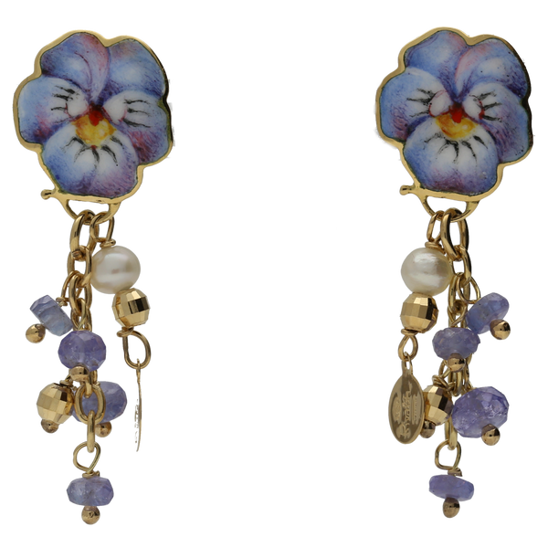 Orecchini in oro miniato viola pendente
