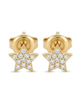Boccole in oro giallo a stella con pavé di diamanti ct. 0,12 G-SI au gr. 1,3