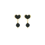 Orecchini lobo cuore Maman nero spinello 2,3cm argento dorato