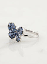 Anello farfalla oro bianco zaffiri blu sfumati ct. 0,65 gr.2,8