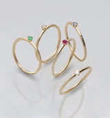 Anello Filodamore filo 1.3 mm in Oro Giallo 9kt e 1 diamante bianco 0.05 ct
