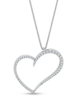 Pendente cuore contorno in oro bianco e diamanti ct. 0,87 gr.10,7