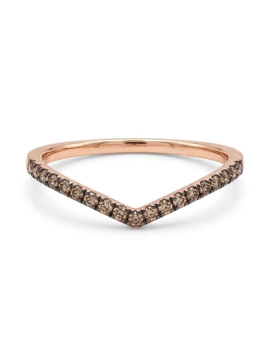 Anello a v rosa diamanti brown ct. 0,17 gr. 1,2