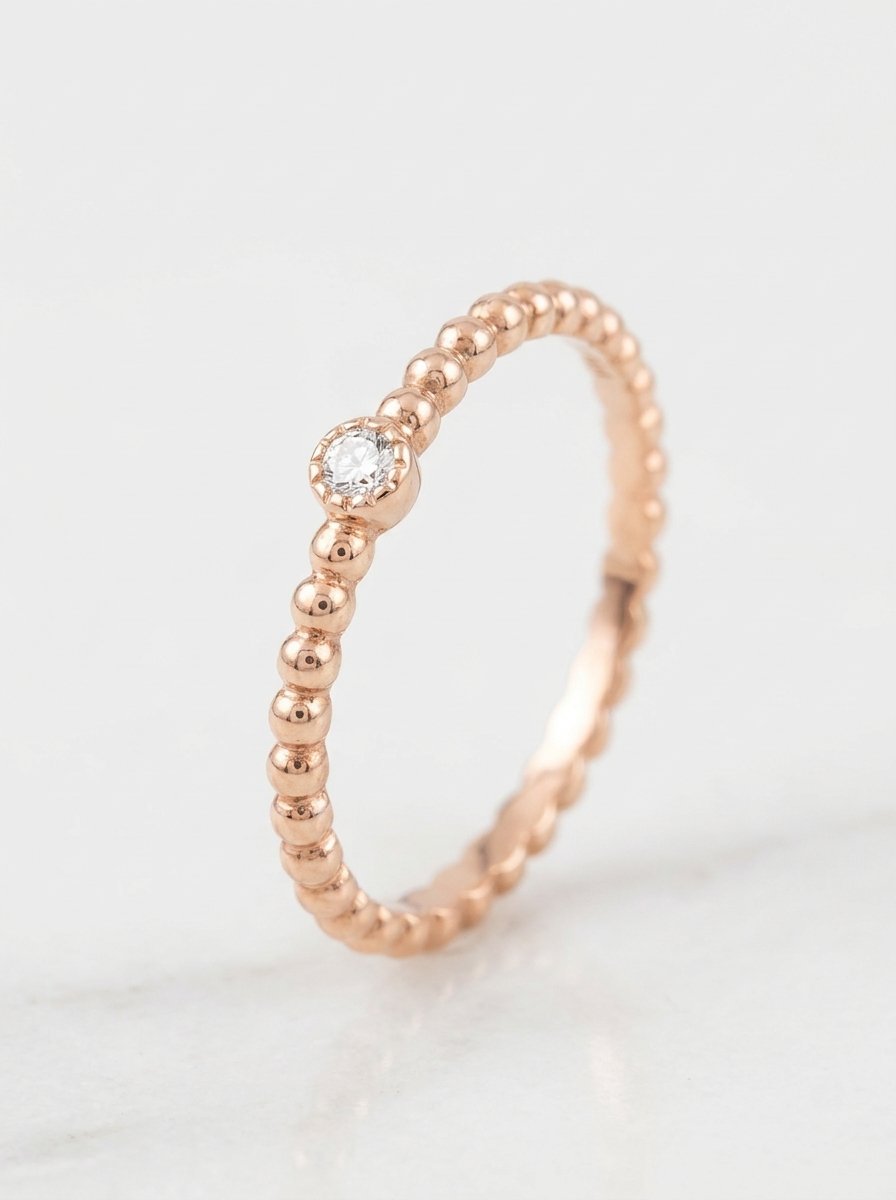 Anello Falangina in oro rosa e diamante bianco CT.0.03 MIS.3 - Oro g 0.80 - Diamanti ct 0.03