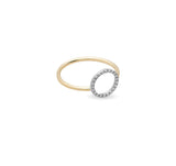Anello Filodamore in Oro Giallo 9 kt con cerchio grande in oro Bianco 9 kt e 22 Diamanti bianchi 0,143 ct