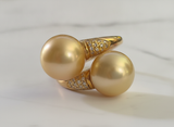 Anello contrarie oro giallo CT. 0,26 perle gold mm 12,5