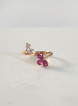Anello fantasia oro rosa rubini goccia ct. 1,06 diamanti goccia ct. 0,39 gr 4,2 276-14575