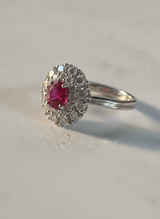 Anello contorno rubino ct. 1,16 diamanti ct. 0,92 G-VVS gr. 6,4 mis. 14
