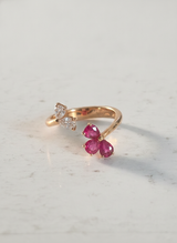 Anello fantasia oro rosa rubini goccia ct. 1,06 diamanti goccia ct. 0,39 gr 4,2 276-14575