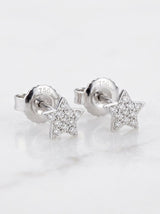 Orecchino in oro bianco con stella pavé di diamanti bianchi ct 0,11 g si au gr.1,4