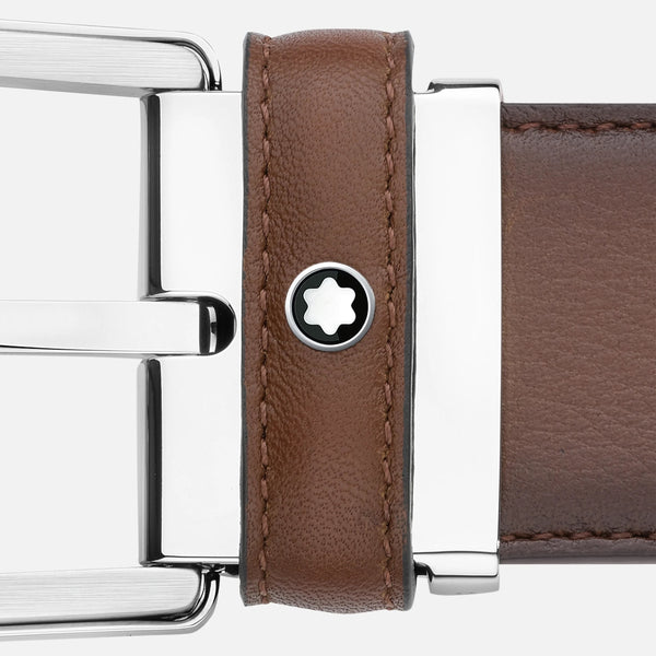 Cintura in pelle marrone 35 mm con fibbia a ferro di cavallo MB118413