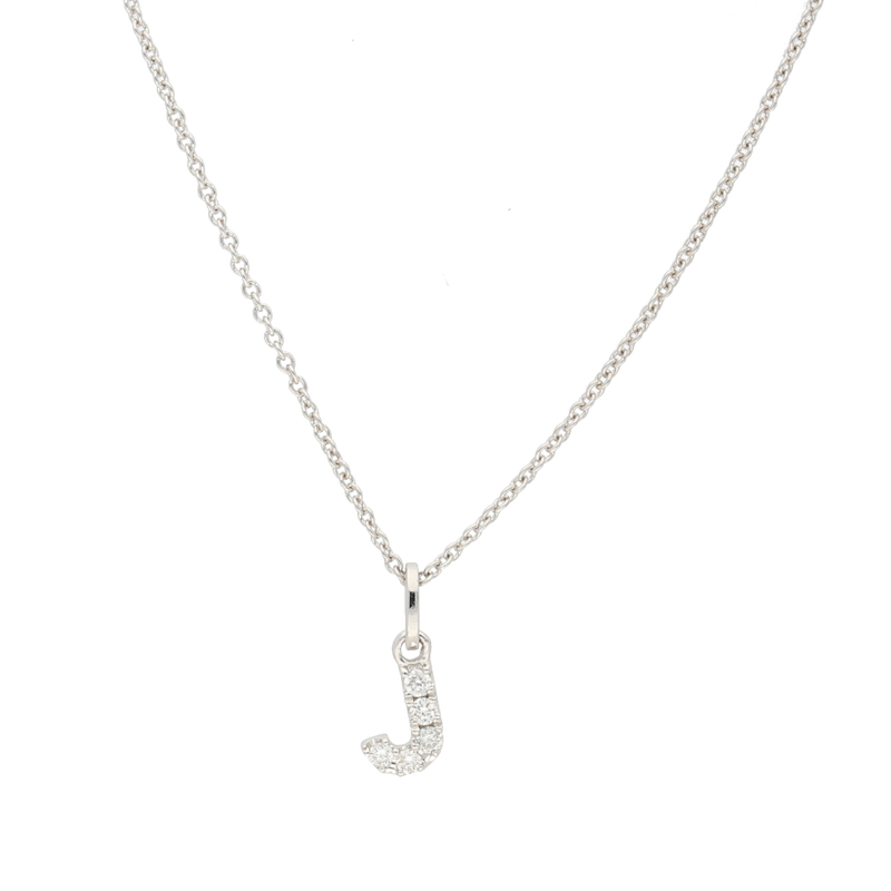 Pendente iniziale J in oro bianco e diamanti