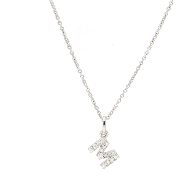 Pendente iniziale m in oro bianco e diamanti
