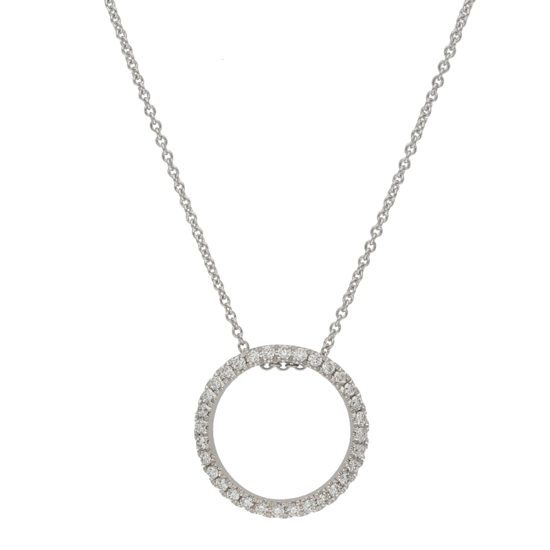 Pendente a cerchio convesso in oro bianco  con diamanti