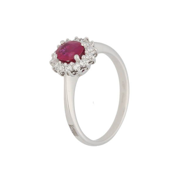 Anello contorno classico con rubino e diamanti