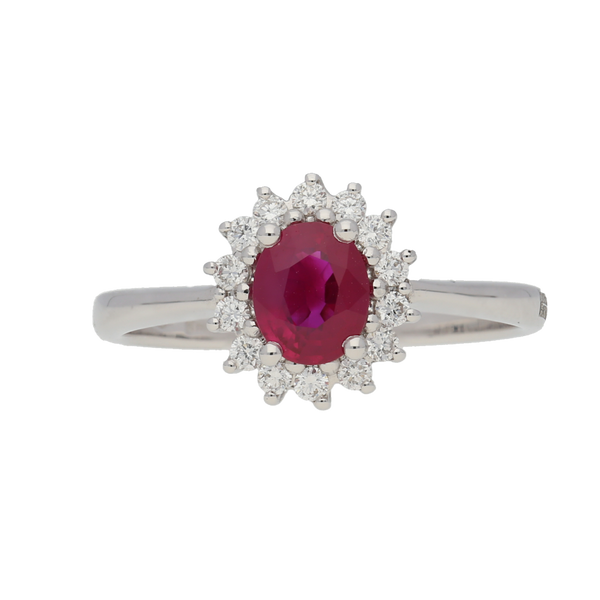 Anello contorno classico con rubino e diamanti
