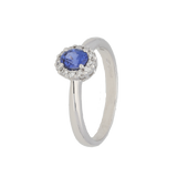 Anello contorno classico con zaffiro ct. 0,50 e diamanti ct. 0,13