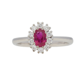 Anello contorno classico con rubino e diamanti
