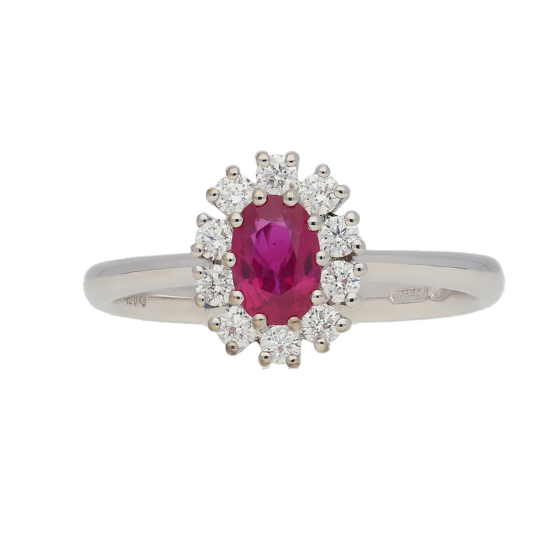 Anello contorno classico con rubino e diamanti