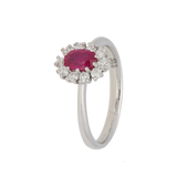 Anello contorno classico con rubino e diamanti