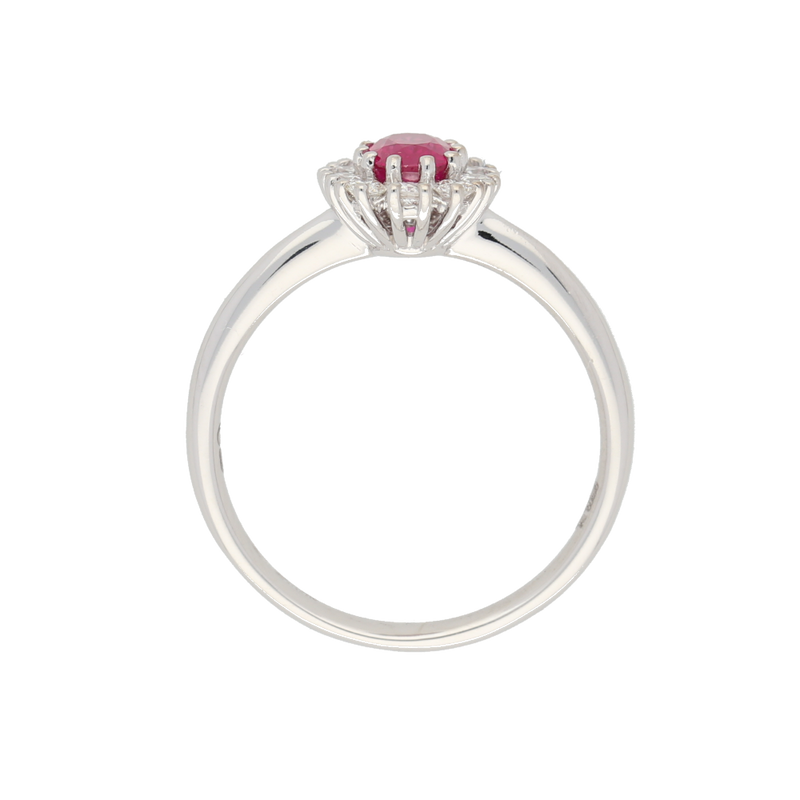 Anello contorno classico con rubino e diamanti