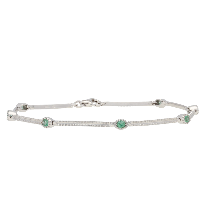 Bracciale in oro bianco e smeraldi Ct. 0,35