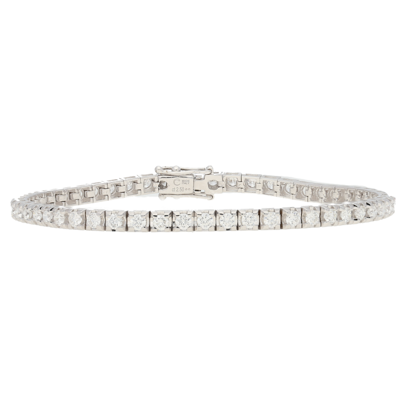 Bracciale tennis in oro bianco e diamanti ct. 2,5 F-SI