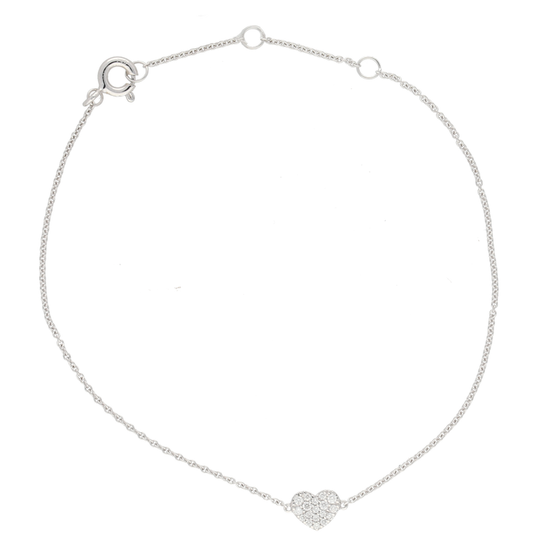 Bracciale con cuore in oro bianco e diamanti
