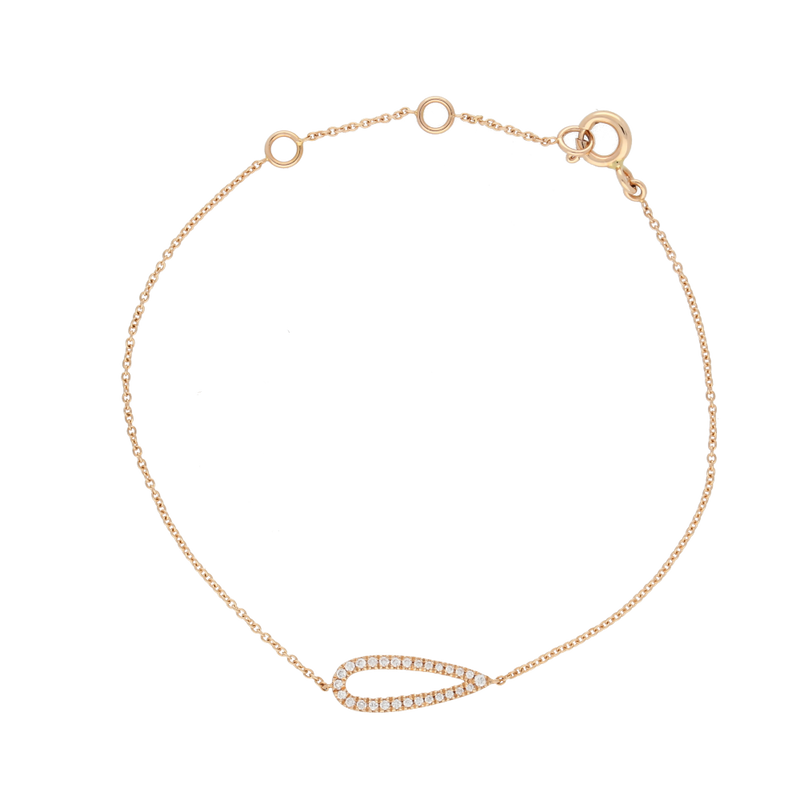 Bracciale con goccia centrale in oro rosa e diamanti