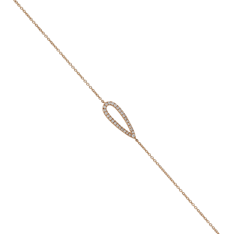 Bracciale con goccia centrale in oro rosa e diamanti